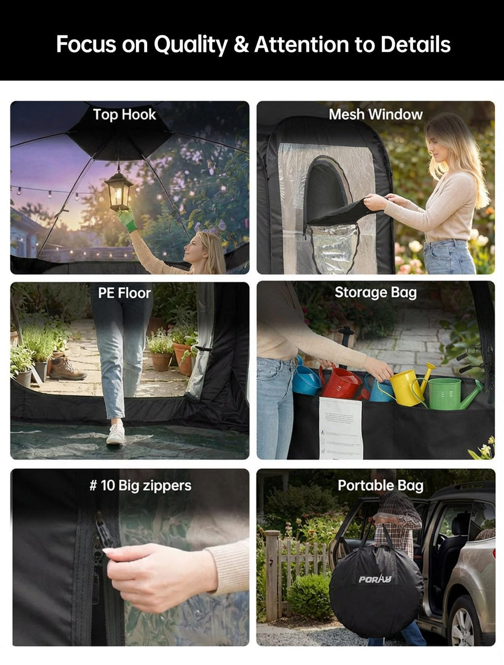 Porayhut Pop Up Greenhouse Tent,Portable X-Large Walk-in Flower House ,Indoor Outdoor Gardening Plant Sunshine Room with PE Mesh Cloth Cover for Protecting Plant from Cold Frost & Birds