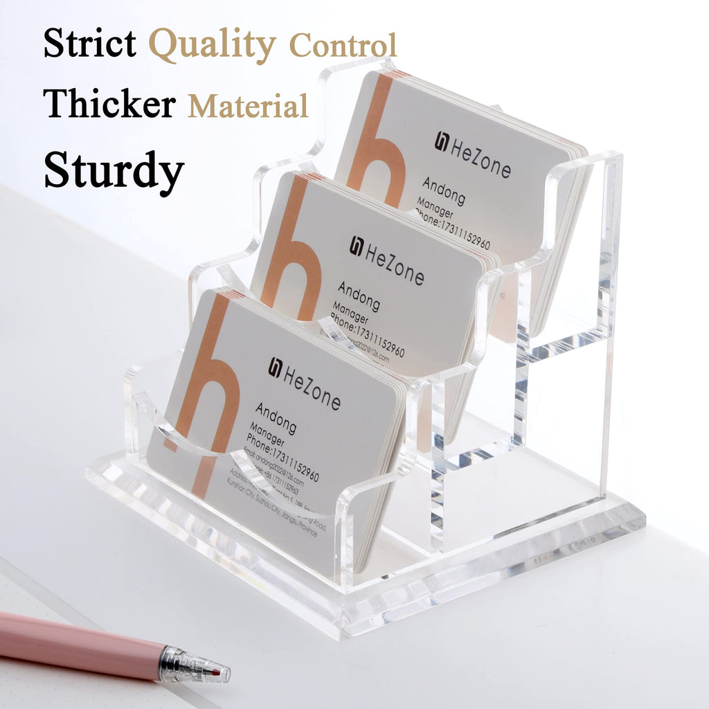 HeZone Business Card Holder for Desk Display, Clear Acrylic Cards Organizer Stand for Men and Women, Business Cards Case Rack 1 Pack, Holds 50 Cards-1 Slot