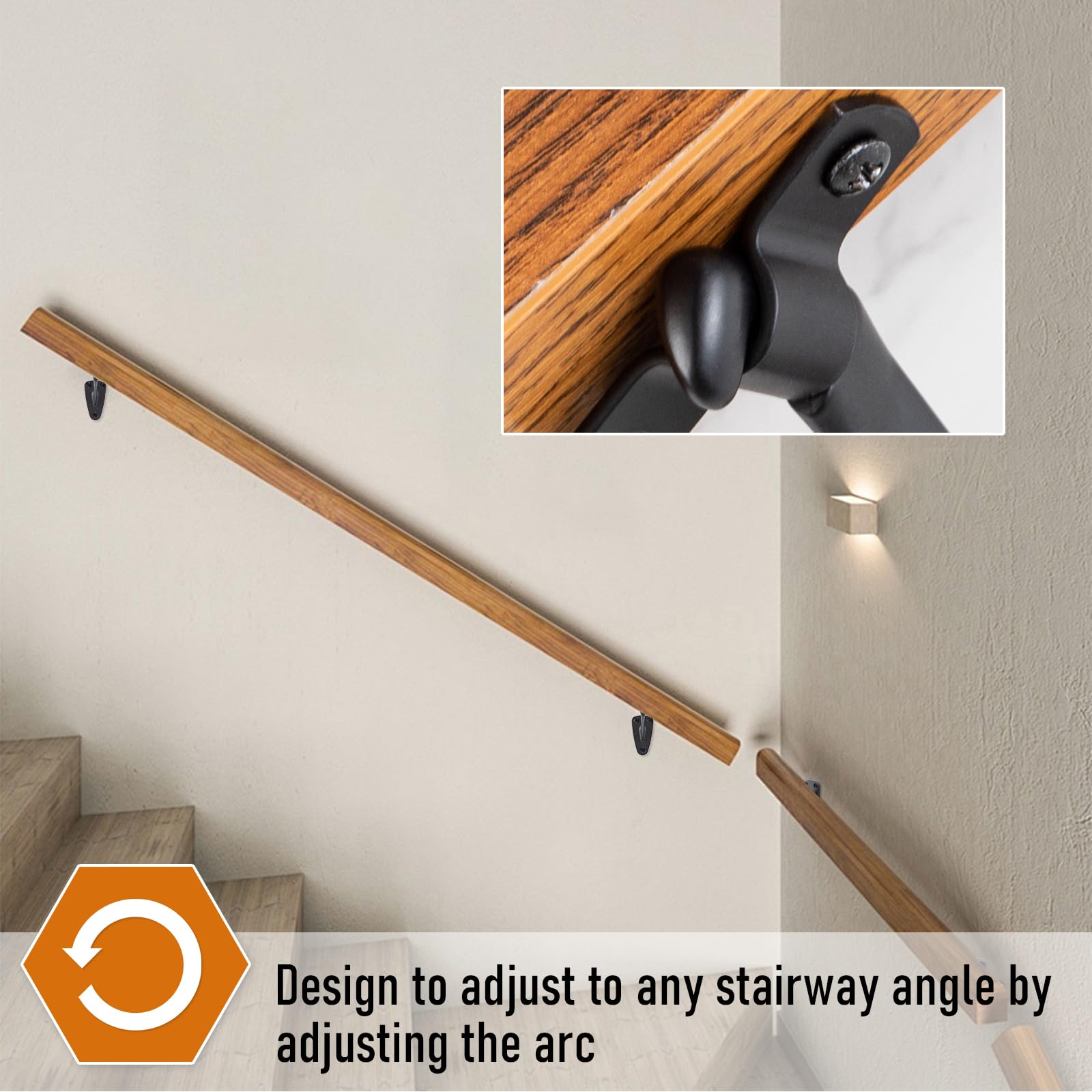 HOME MASTER HARDWARE Heavy Duty Handrail Stair Brackets Brass Staircase Hand Rail Bracket, Gold Finish, 1Pcs