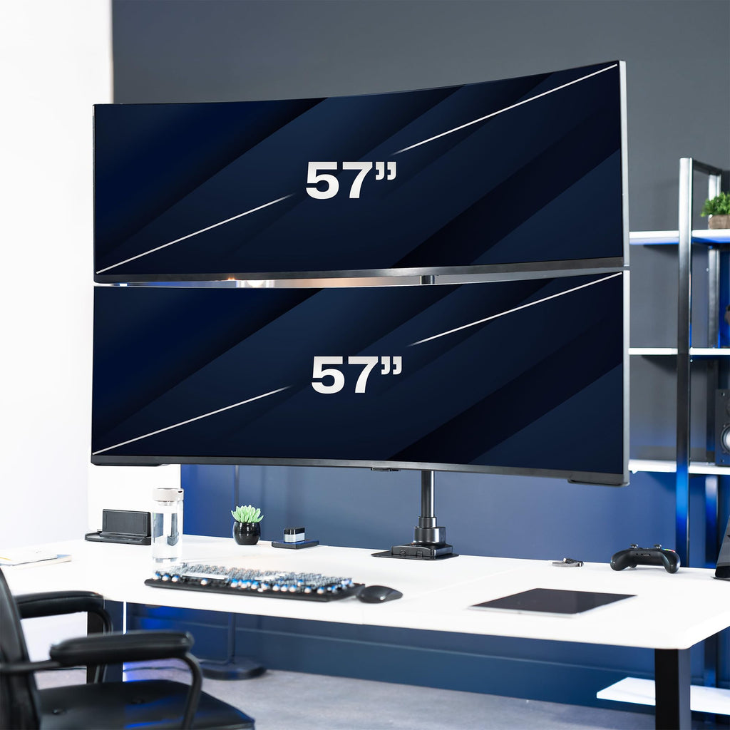 VIVO Dual Monitor Desk Mount Stand with Height Adjustment and VESA Plates for 2 LCD Ultrawide Screens up to 34 inches, Stacked Array, STAND-V002R