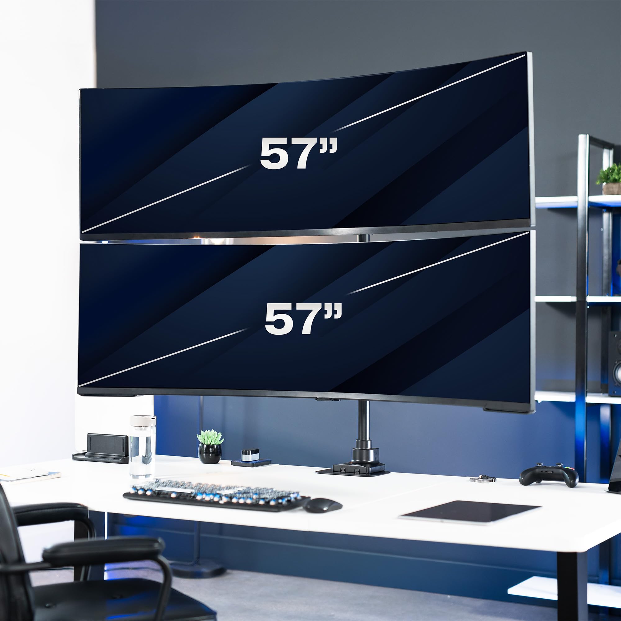VIVO Dual Monitor Desk Mount Stand with Height Adjustment and VESA Plates for 2 LCD Ultrawide Screens up to 34 inches, Stacked Array, STAND-V002R