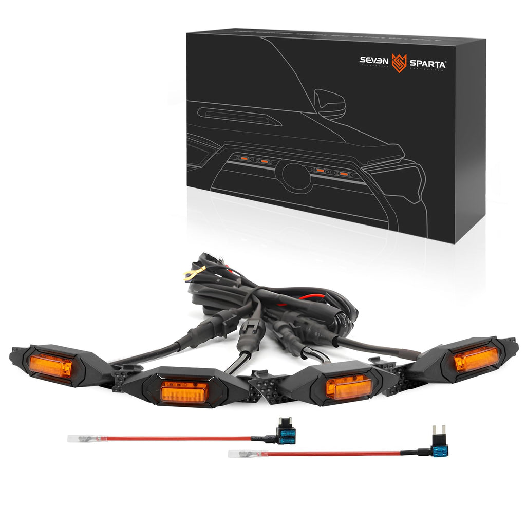 Seven Sparta 4 PCS Grill Led Lights Compatible with Toyota 4Runner 2014-2024 TRD Pro Grille and 2014-2019 SR5, Premium, Limited, TRD Off-Road, Fuse and Instruction Included (Amber)