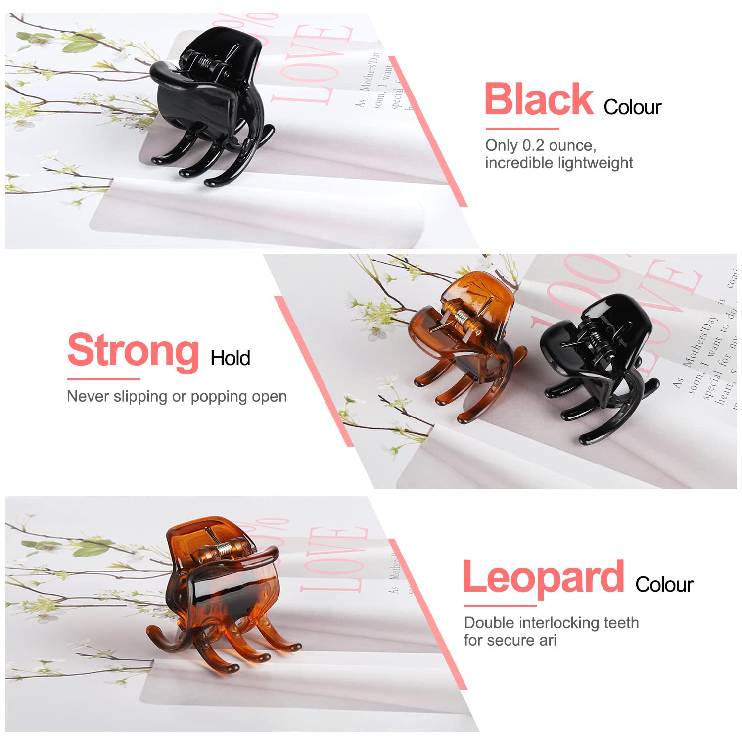 6 Pieces Morhom Jaw Clips, 1.3 Inch Hair Claw Clips for Thick or Medium Hair