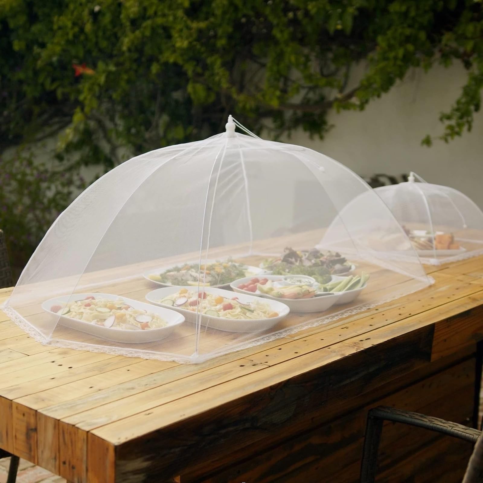 Simply Genius Mesh Food Covers - 12-Pack, 17in x 17in, White - Outdoor Kitchen & Picnic Accessories - Hosting Essentials for Glamping & Tailgating