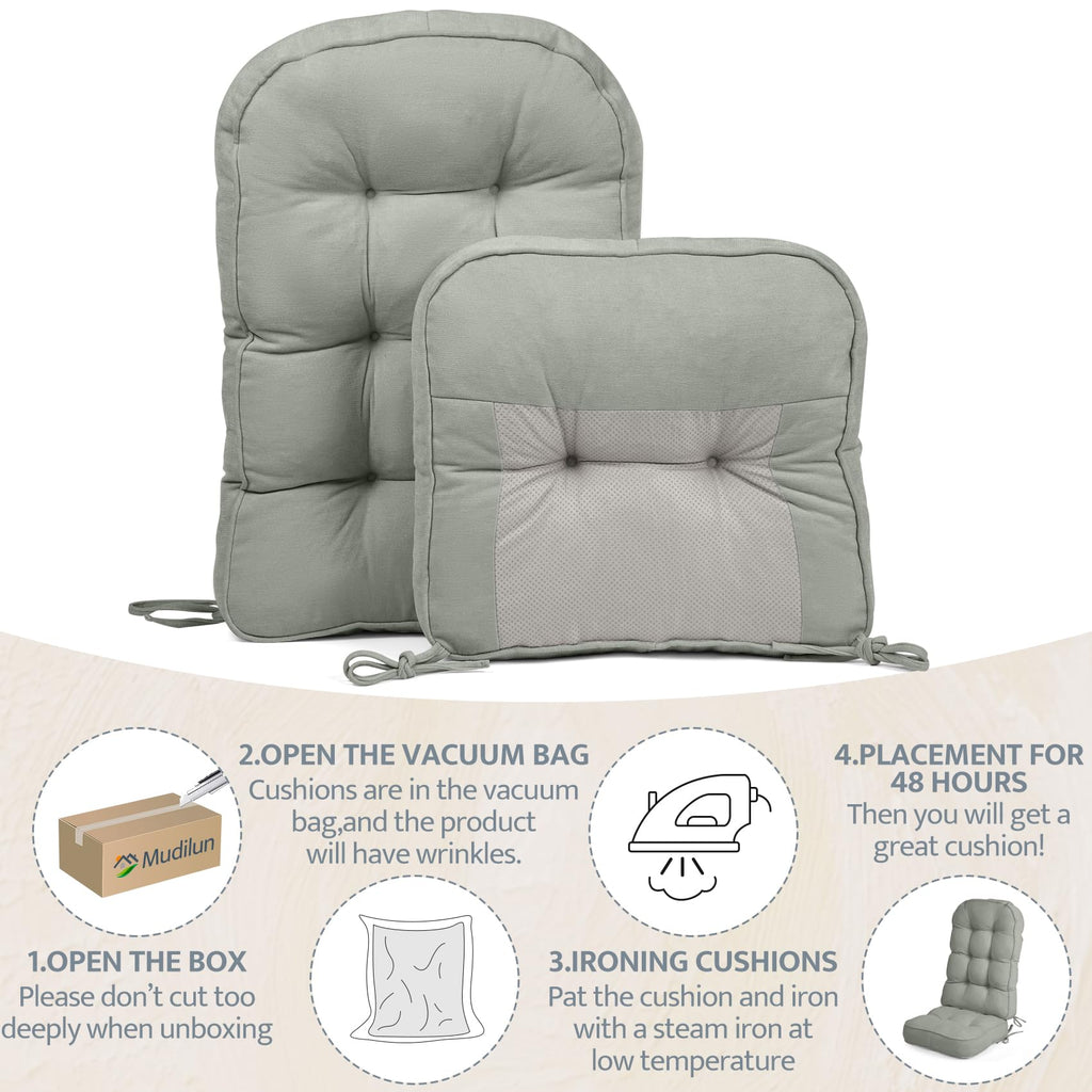 mudilun Rocking Chair Cushion - Non-Slip Tufted 4-Inch Thickened Rocking Chair Cushions with Ties Indoor/Outdoor Wooden Rocking Chair Pad for Living Rooms, Bedrooms, and Balconies