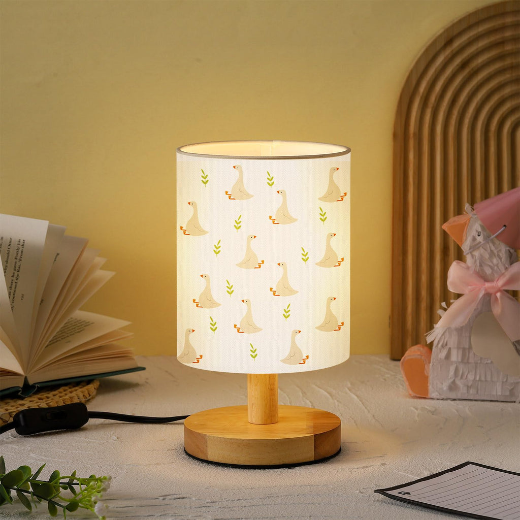 VIHOSE Woodland Animals Kids Table Lamp for Bedroom Kids Bedside Lamp with Linen Wooden Nightstand Cartoon Nursery Lampshade for Girls Boys Living Room