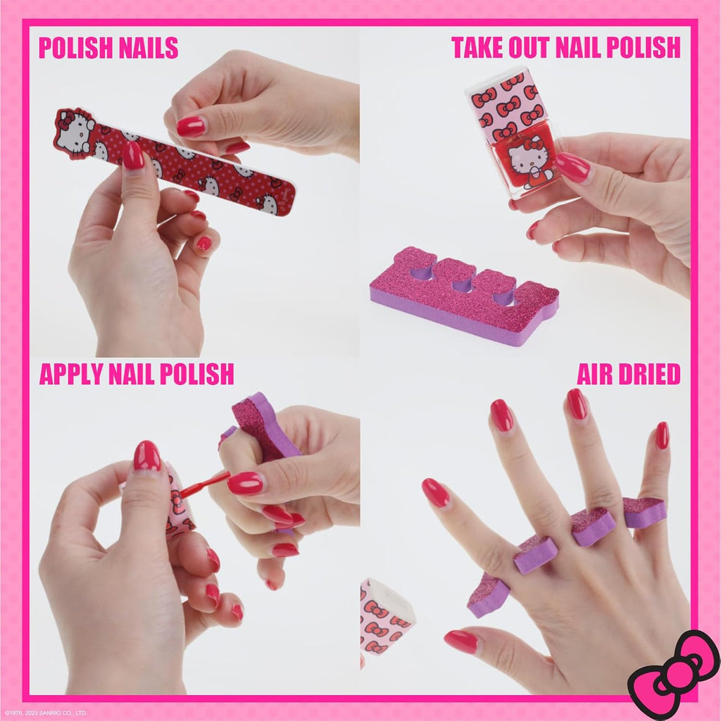 Hello Kitty Train Case Cosmetic Makeup Set Includes Lip Gloss, Eye Shimmer, Nail Polish, Hair Accessories & More! For Girls, Ages 6+ Perfect for Parties & Makeovers by Townley Girl
