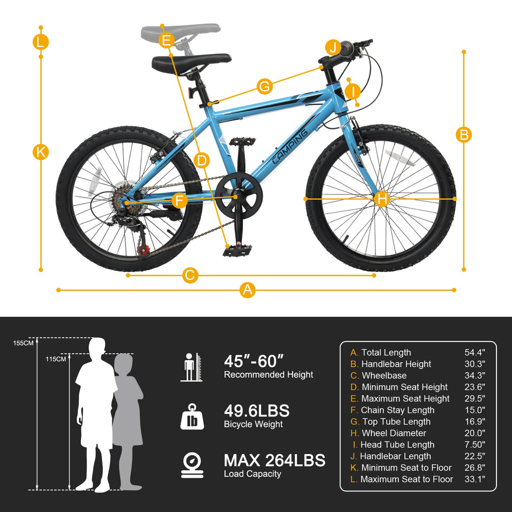 CamPingSurvivals 20/24/26 Inch Mountain Bike for Men/Women,Adult Bicycle | Professional 7or21 Speed Shifting, Dual Disc/V Brakes, Suspension Fork, Comfort Saddle, All-Terrain Tires & Pretty Look