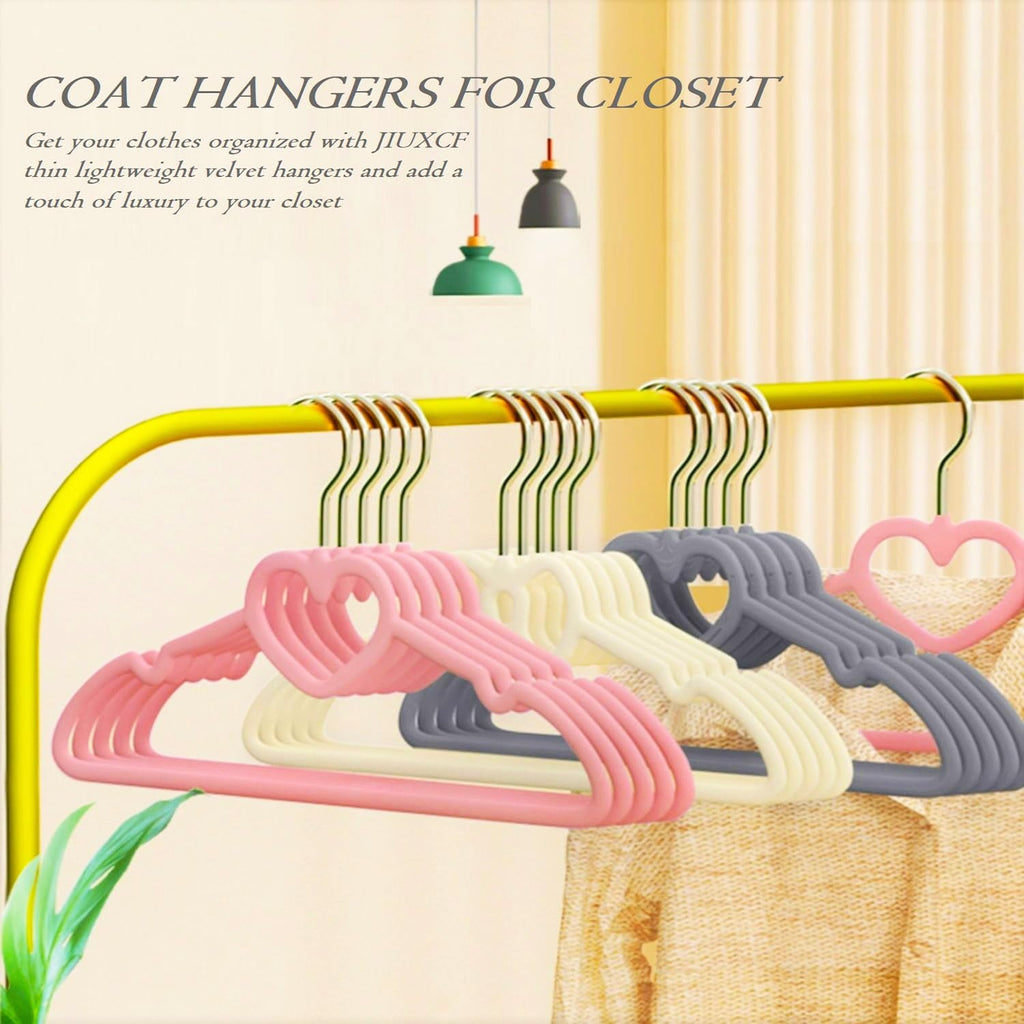 Velvet Hangers 20 Pack,16 Inch Non Slip Adult Heart Hanger (Black) | 360° Swivel Hooks, Cascade Design, Space Saving