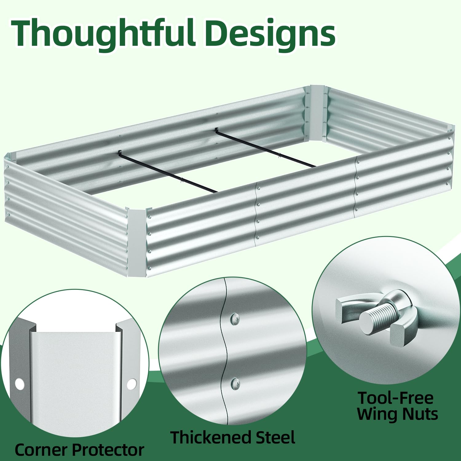 Ohuhu 8x4x1 FT Raised Garden Bed with Cover, 3-in-1 Galvanized Metal Planter Box with Greenhouse for Outdoor Plants, Dual-Side Access for Easy Plant Care, All-Season Frost & Pest Protection