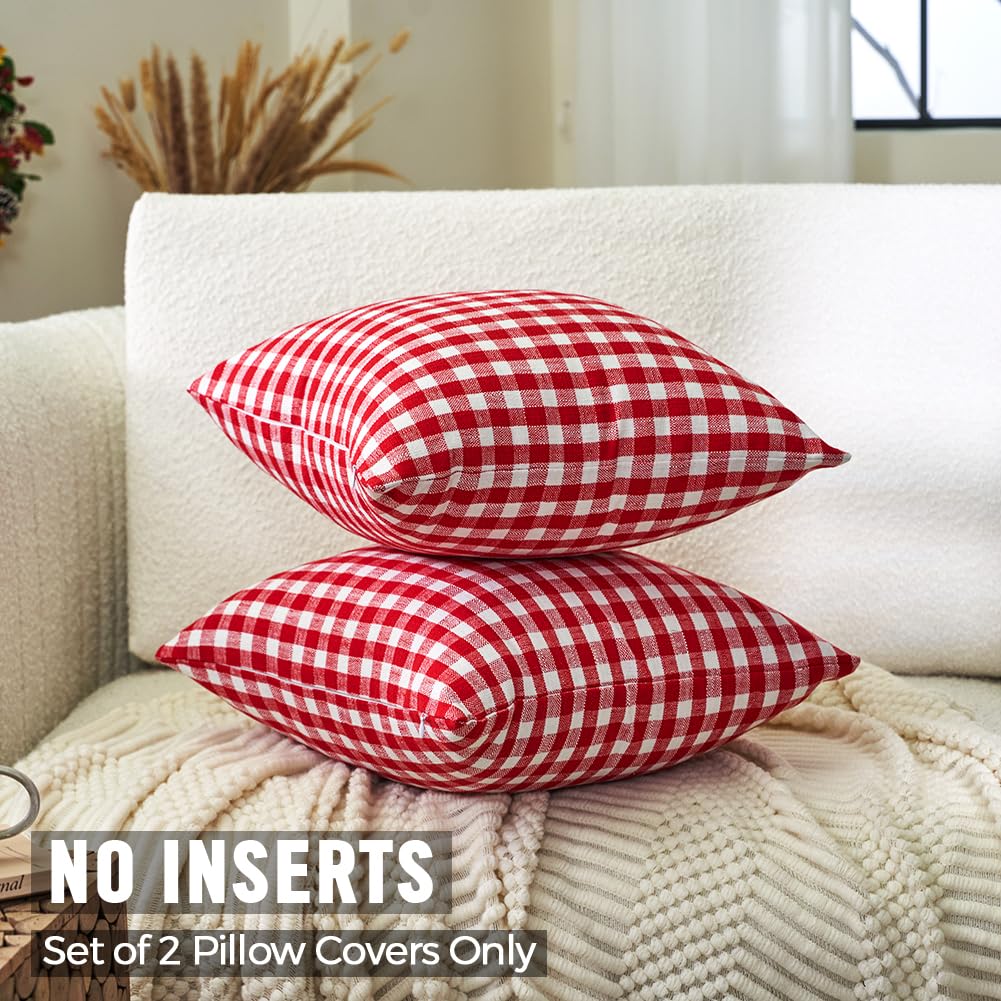 CARRIE HOME Black and White Buffalo Plaid Outdoor Pillow Covers 16x16 Set of 2, 16 x 16 Modern Farmhouse Decor Couch Pillows, Black White Winter Christmas Holiday Plaid Pillows (No Pillow Inserts)