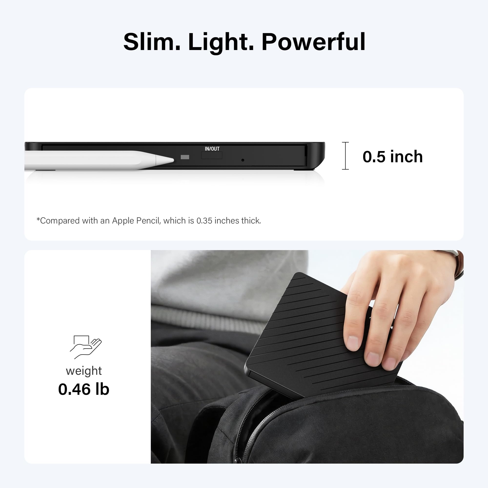 Amicool External USB-C USB 3.0 CD/DVD Drive Burner +/-RW, Ultra-Slim Portable DVD Player Writer Reader for Mac iMac MacBook, Windows 11/10/8 Linux, Laptop Desktop PC Computer Optical Drive