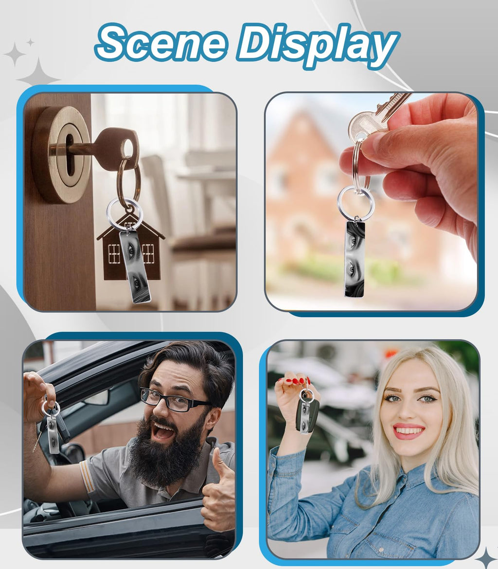Customized Double-sided Keychain Stainless Steel Personalized Engraved Text Name Keychain Gifts for Men and Women