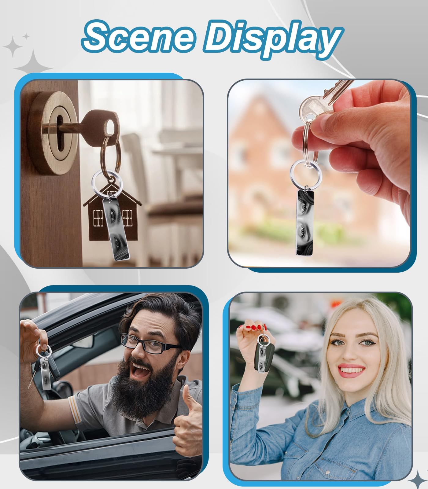 Customized Double-sided Keychain Stainless Steel Personalized Engraved Text Name Keychain Gifts for Men and Women