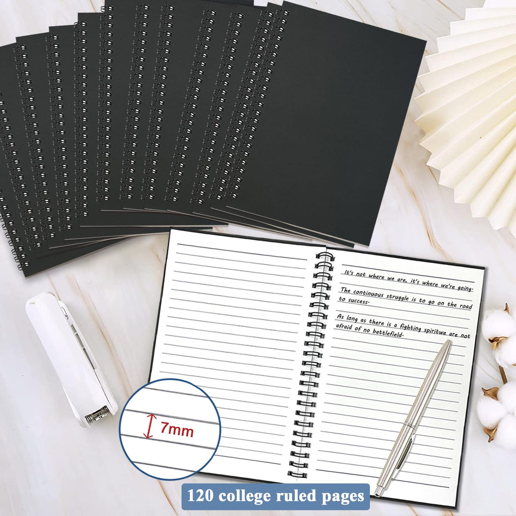 4Pack Small Spiral Notebook A5, 8.25x5.5” 120 Lined Pages Black & Red Wide Ruled Spiral Journal Bulk Blank Kraft Cover Spiral Bound Notebook & Writing Pads for Home Office Meeting Work Note Taking