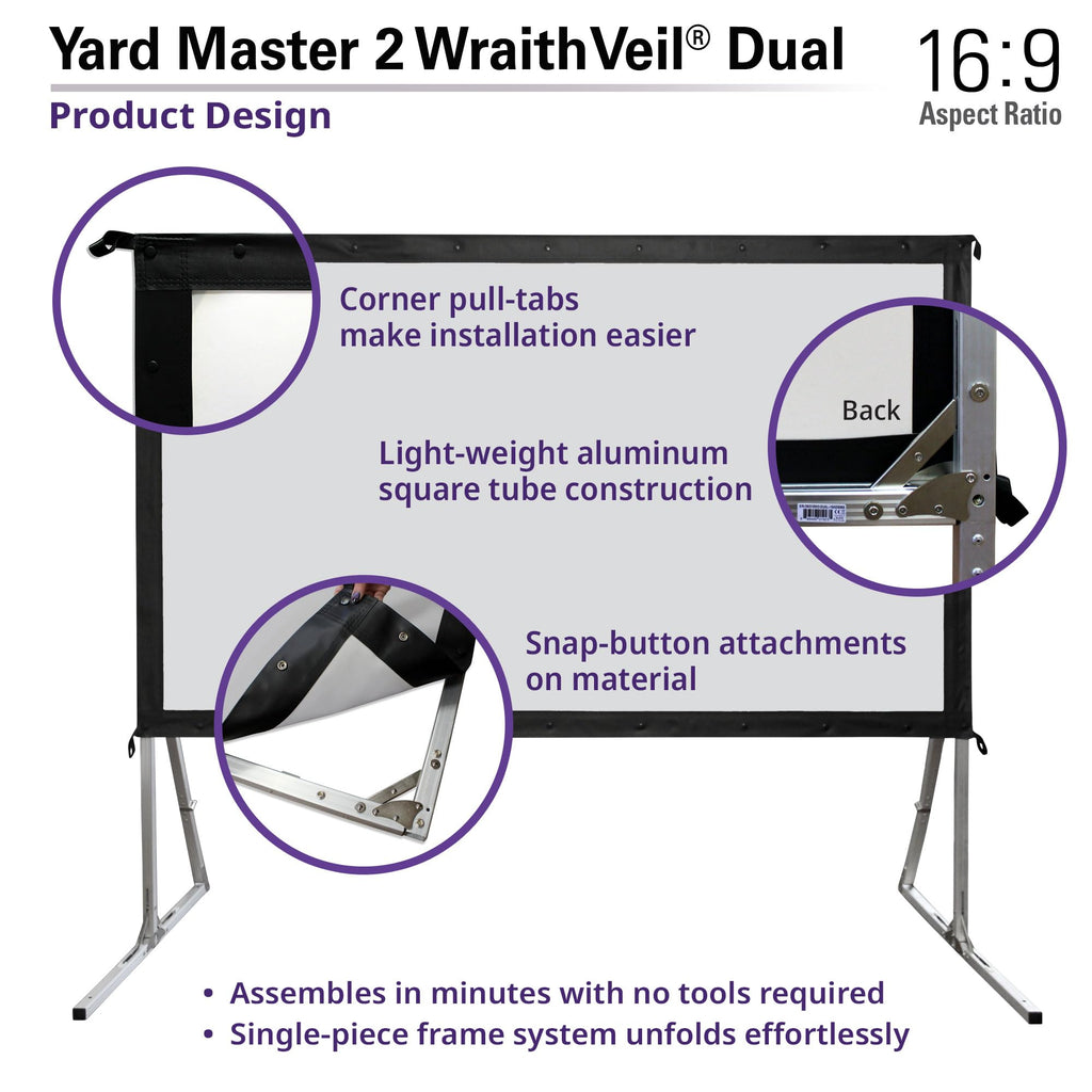 Elite Screens 100-inch Wraith Veil DUAL, 16:9, 0.8 Gain, 150° Viewing Angle, Front & Rear Projection Screen, Yardmaster 2 OMS100H2-Dual