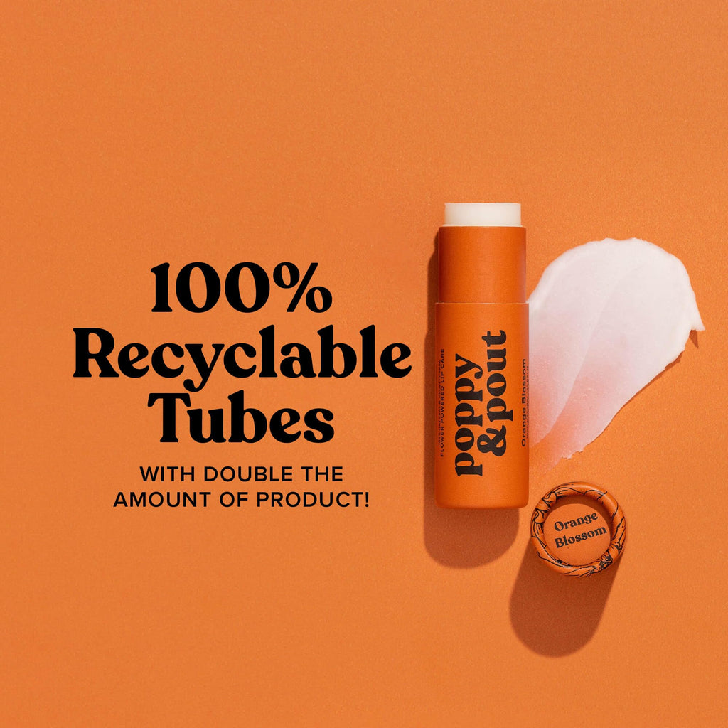 Poppy & Pout Blood Orange Mint Jumbo Lip Balm | All Natural Lip Balms & Moisturizers | Hydrates with Beeswax, Vitamin E, Organic Coconut Oil | Cruelty-Free | Lip Balm in Recyclable Cardboard Tube