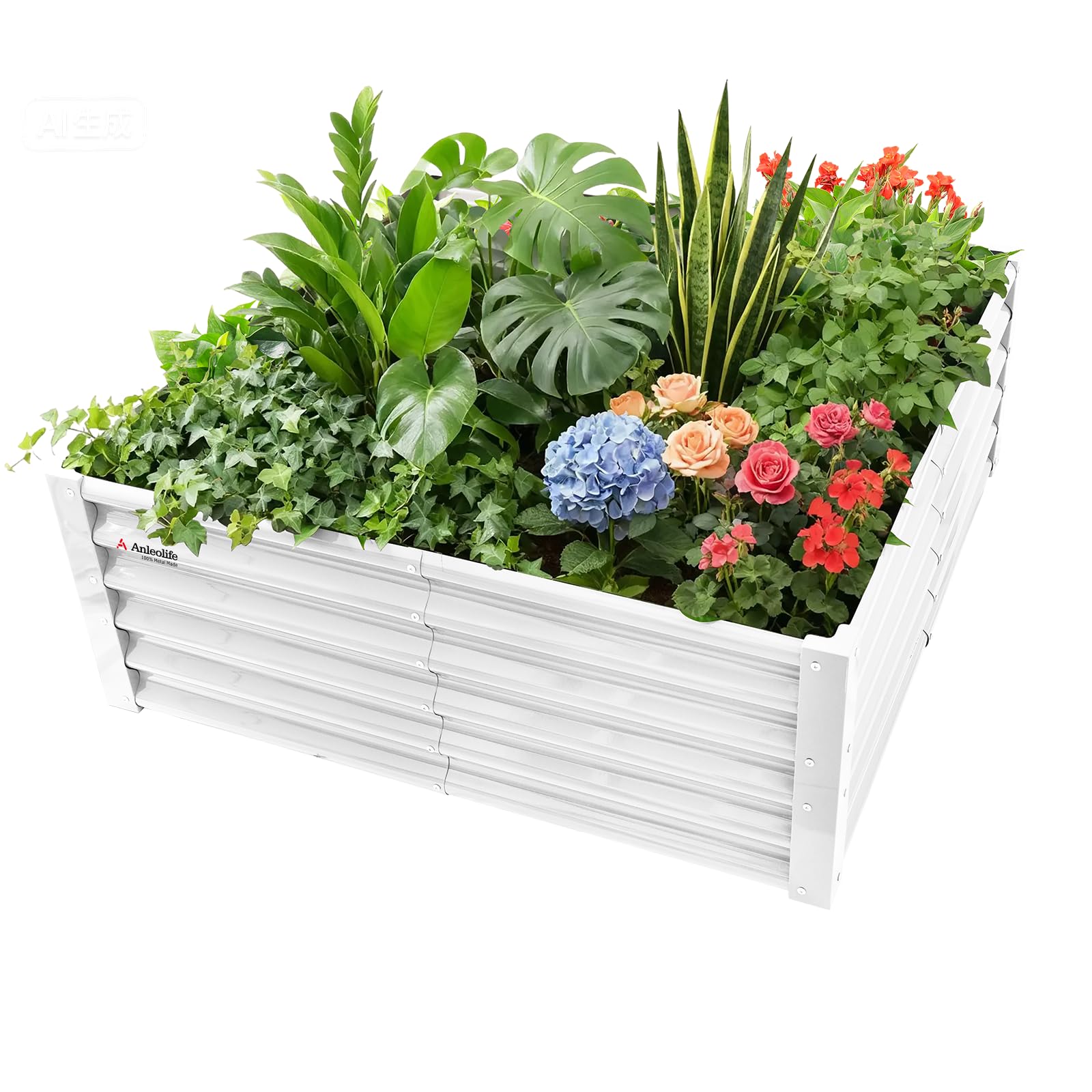 A ANLEOLIFE 2-Pack 3ft x 24” Tall Galvanized Raised Garden Beds Outdoor, Round Metal Planter Box for Planting Vegetables Flowers Herb, Anti-Rust & Easy-Setup, Quartz Grey