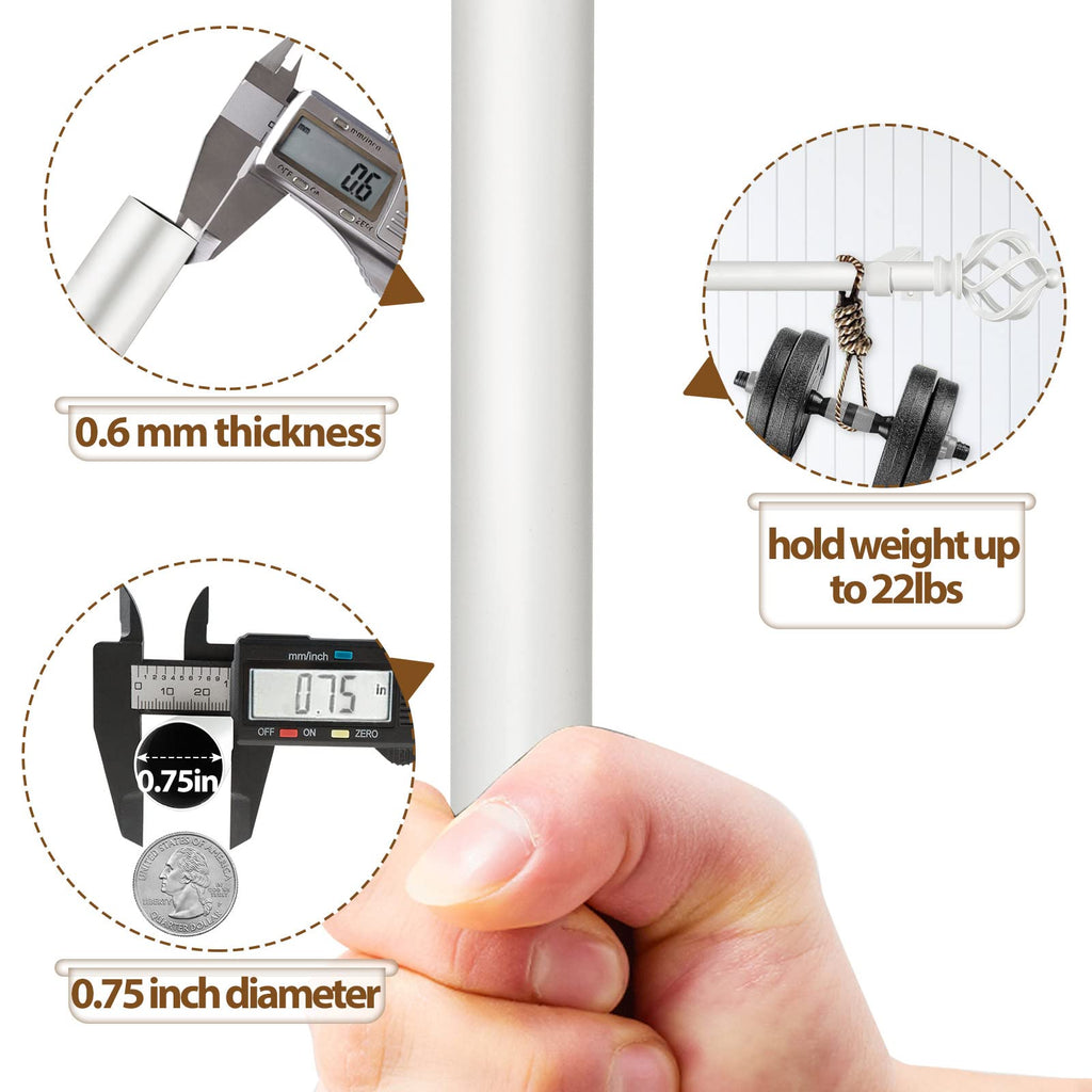 KAMANINA Silver Curtain Rod 32 to 58 Inch(2.6-4.8ft), Adjustable Curtain Rods for Windows 28 to 48 Inch, 3/4 Inch Splicing Drapery Rods with Twisted Cage Finial