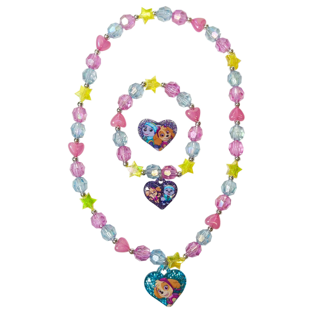 LUV HER Paw Patrol Girl's Jewelry Set - Dress up Toy Jewelry Box Set with Bead Necklace, Bracelet and Ring - Play Accessories - Ages 3+