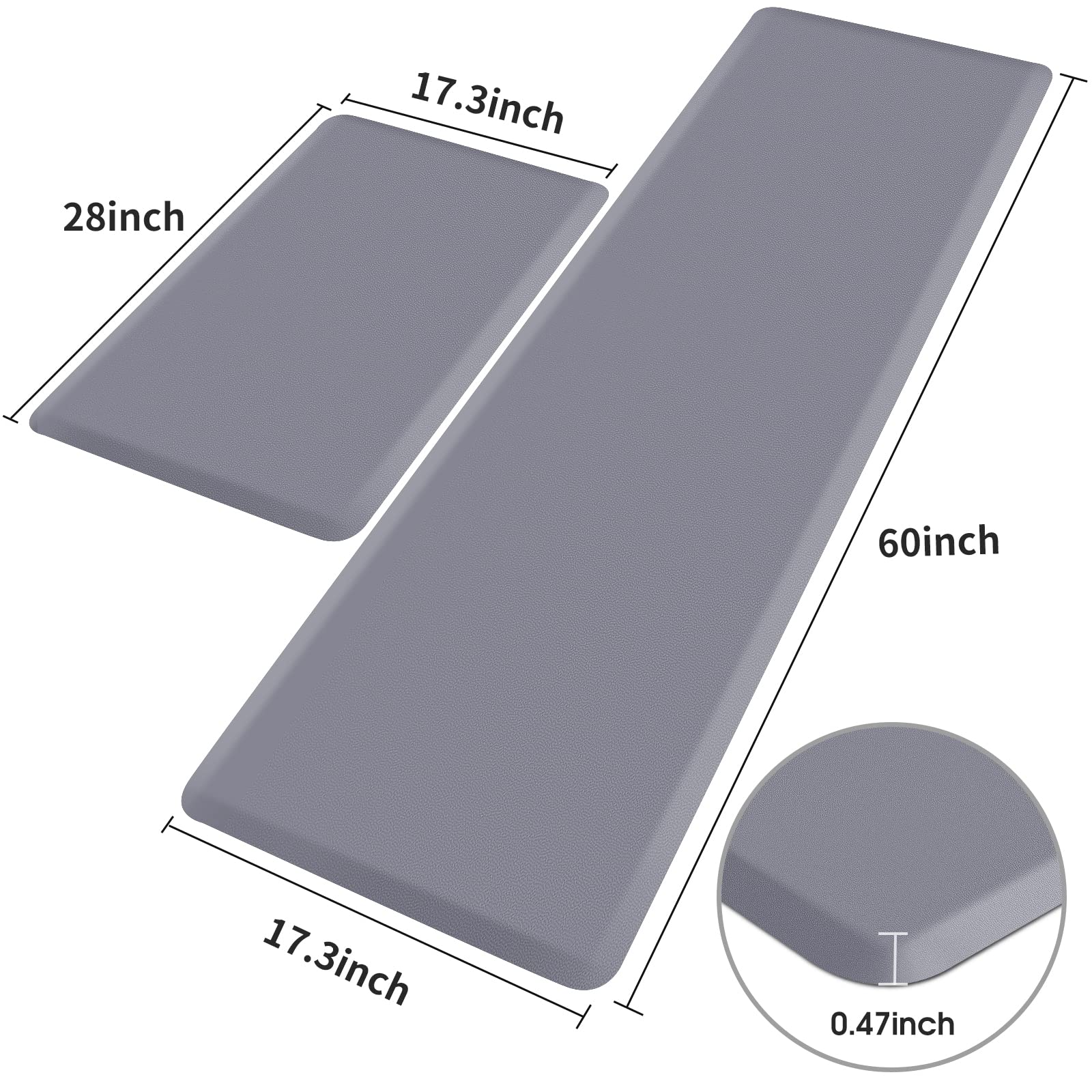 HappyTrends 2 PCS Kitchen Mat Cushioned Anti-Fatigue Floor Mat, Heavy Duty Ergonomic Comfort Foam Standing Mat, Waterproof Non-Slip Kitchen Rugs for Home, Office, Laundry,Black