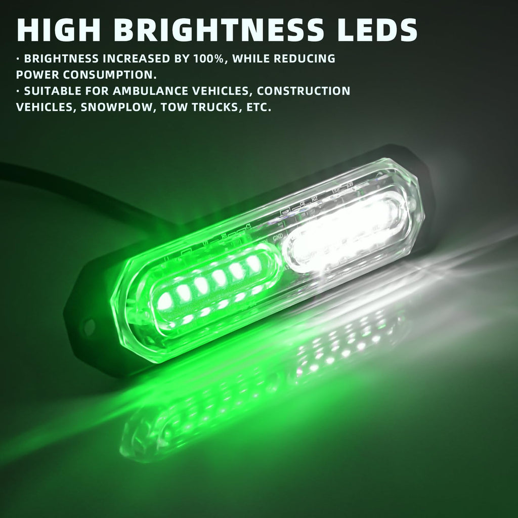 8-Pcs 12 LED Sync Feature Emergency Strobe Grille Lights Ultra Slim Surface Mount Hazard Warning Flashing Light Bar for Firefighter/Construction/Police/Trucks/Vehicles/Car/SUV (Amber/White)