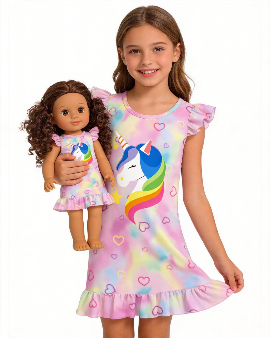 LQSZ Doll and Girl Matching Nightgown Outfit Pajamas Nightie Nightgown for Girls and Dolls Clothes