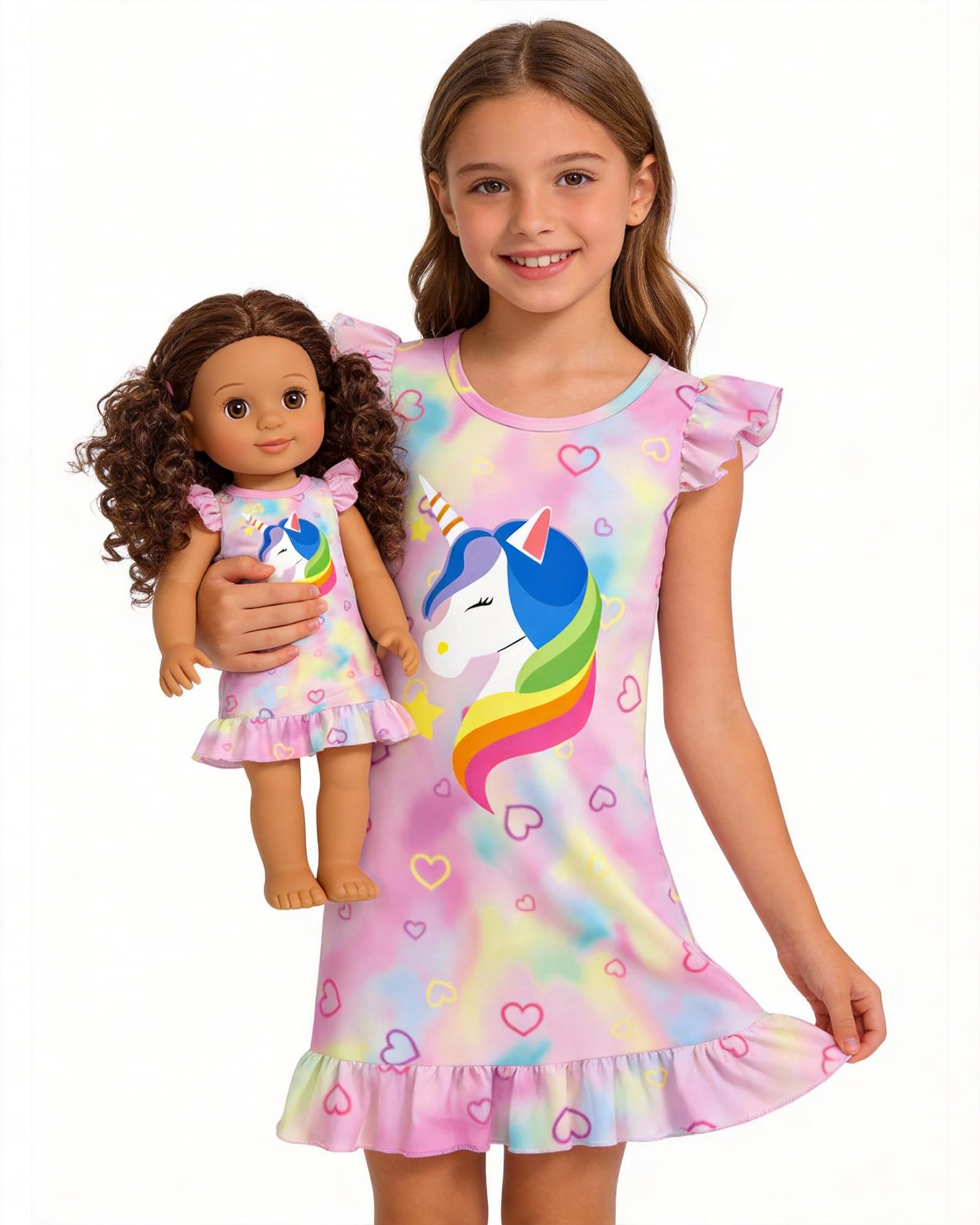 LQSZ Doll and Girl Matching Nightgown Outfit Pajamas Nightie Nightgown for Girls and Dolls Clothes