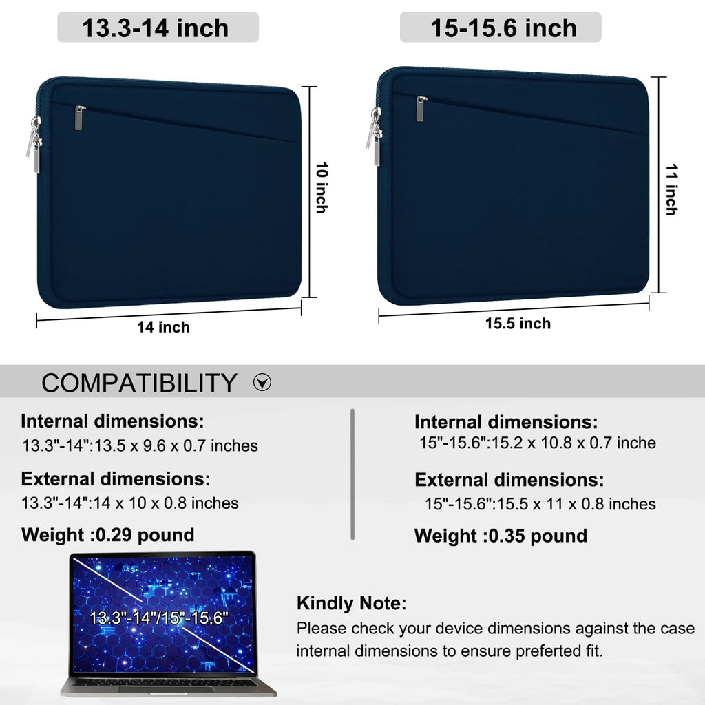 Laptop Sleeve Case 13.3 Inch, Durable 14 Inch Laptop Case Computer Carrying Bag Protective Cover Compatible with 13 14 inch MacBook Pro, MacBook Air, Dell, HP, Lenovo, Notebook, Computer, Black