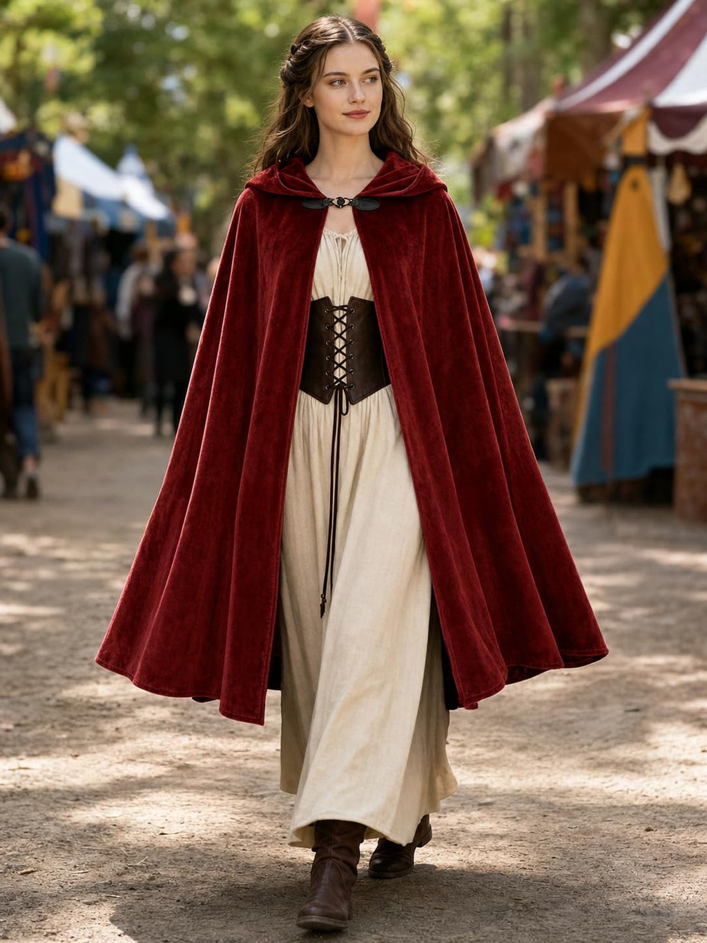 JEGERMIG Medieval Hooded Cloak Halloween Renaissance Costume