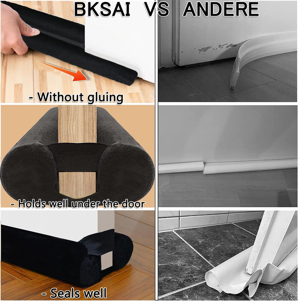 BKSAI Door Draft Stopper for Doors No Adhesive Draught Excluder Under Door Wind Blocker for Bottom of Door,Reduce Noise Draught Excluder Sweep Sound Proof (Beige 24-29IN / Distance Under The Door 1IN)