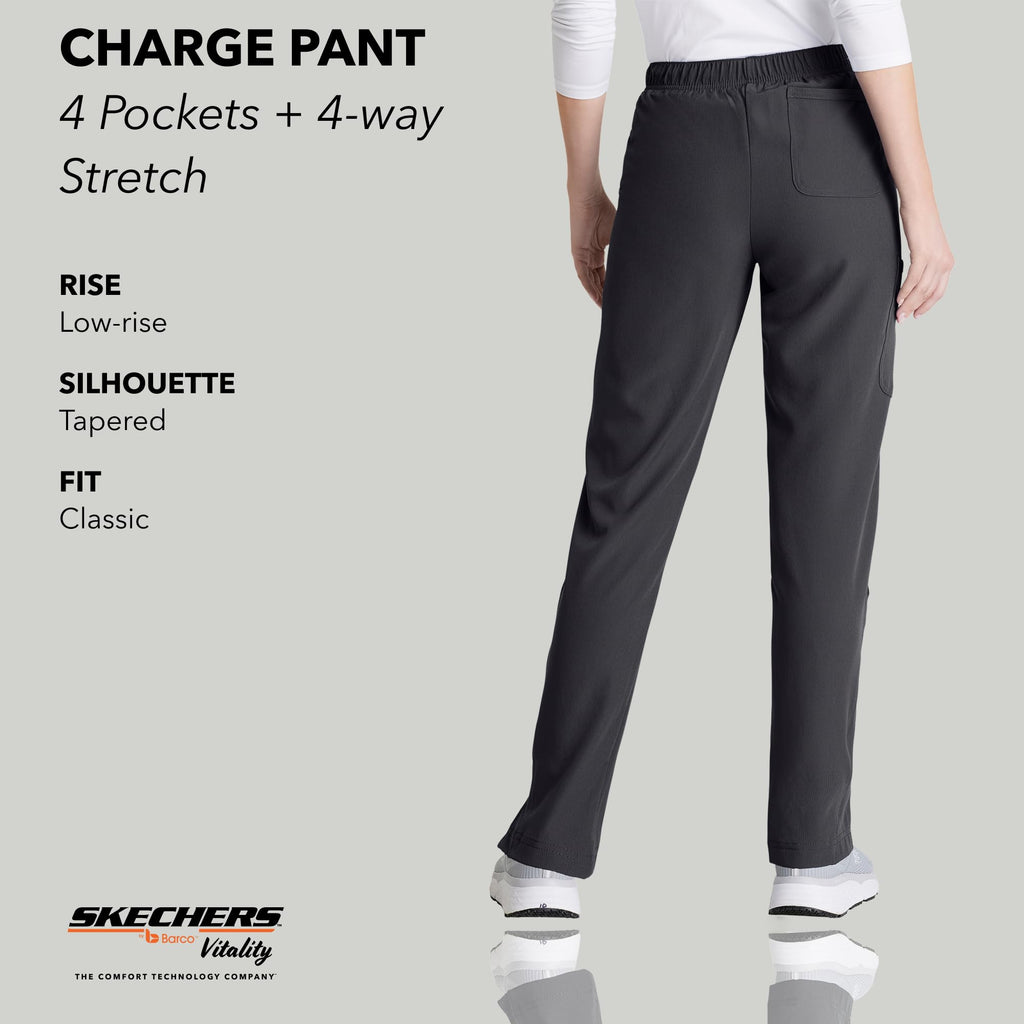BARCO Skechers Vitality Charge Slim Fit Scrub Jogger for Women – Low-Rise Bottoms with Tapered Leg & 4-Way Stretch