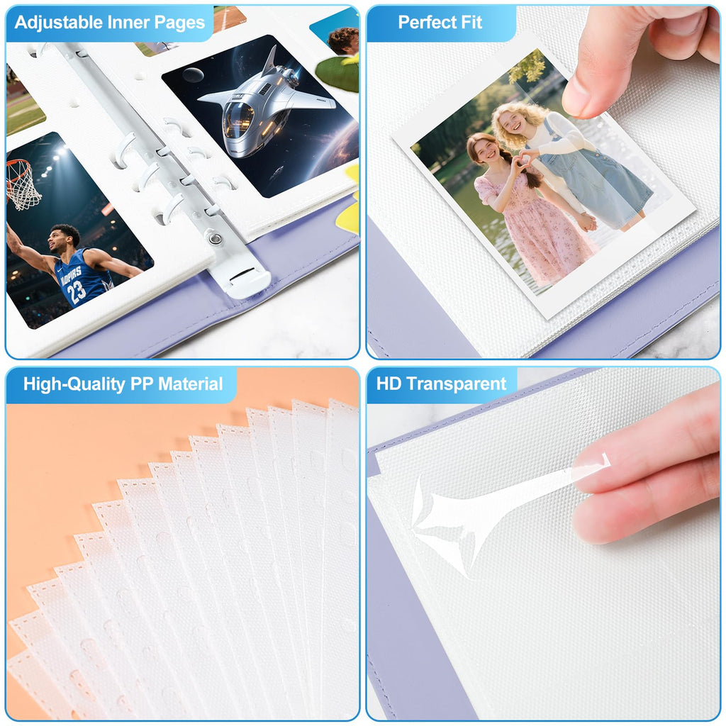 A5 Kpop Photocard Binder with 30 Pack 4-Pocket Card Pages, 6 Ring A5 Binder Card Collector Album with 240 Card Slots,PU Leather Binder Cover with Magnetic Buckle Closure for Organizing Trading Card