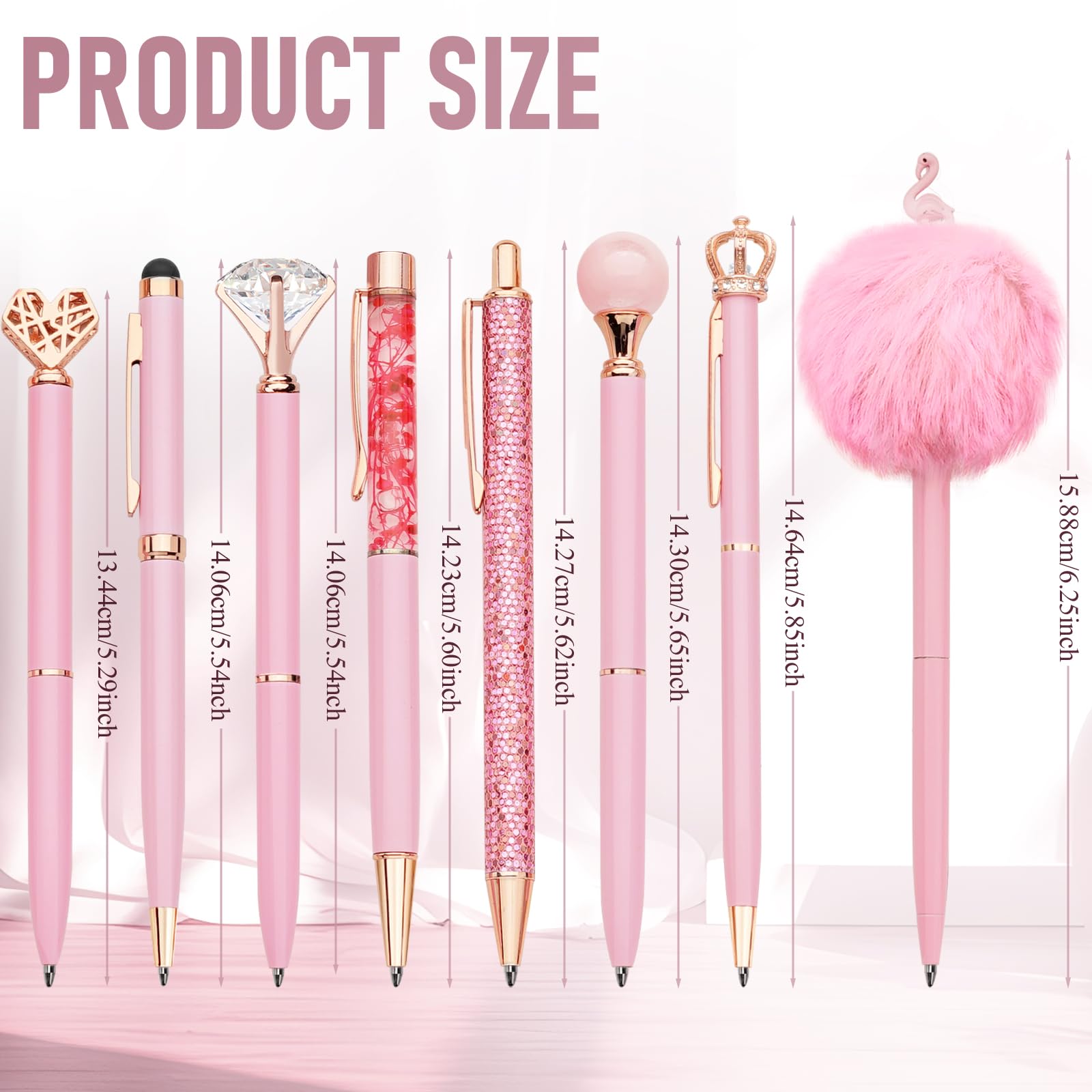 WEMATE 8Pcs Ballpoint Pens Set Metal Crystal Diamond Pen Glitter for Journaling Black Pen Bling in Black & Blue Ink Pretty Cute Pens Fancy Pens Gifts for Women Wedding School Office Desk(Black)