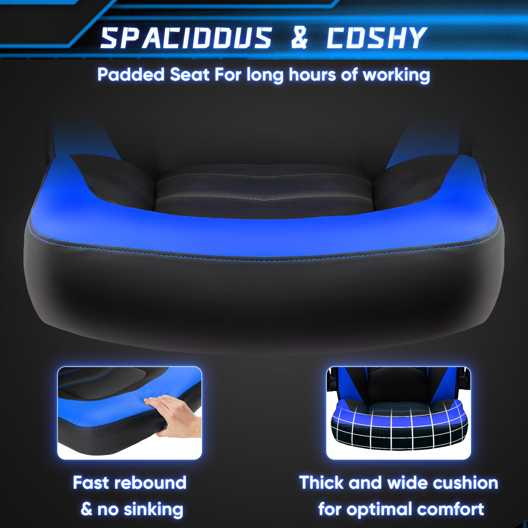 OLIXIS Computer Gaming Desk Chair - Ergonomic Video Game with Comfy Lumbar Support and headrest, PU Leather with Flip-up Arms, Adjustable Height and Swivel Wheels, for Adults, Black