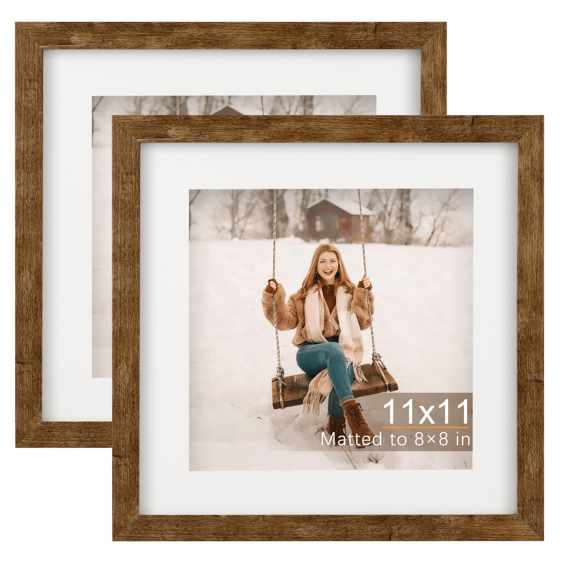 TOFOREVO Picture Frames 4x4 Set of 2 Black Wood Grain Photo Frame for Gallery Wall Mounting or Tabletop Display