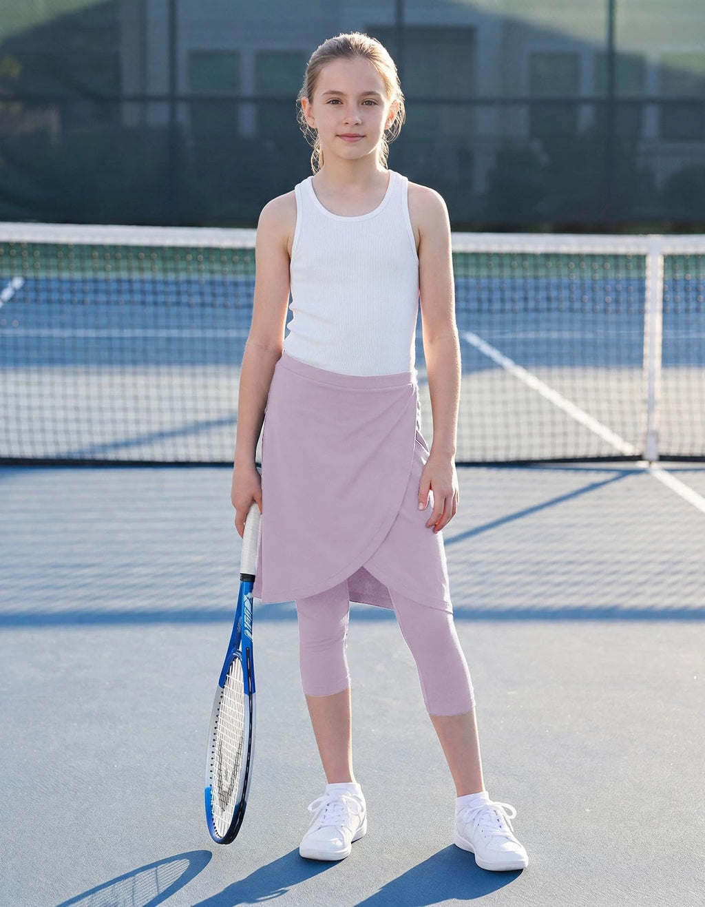CharmWM Girls High Elastic Waist Capri Pants Kids Cute Active Golf Tennis Skorts Leggings Skirts Trousers