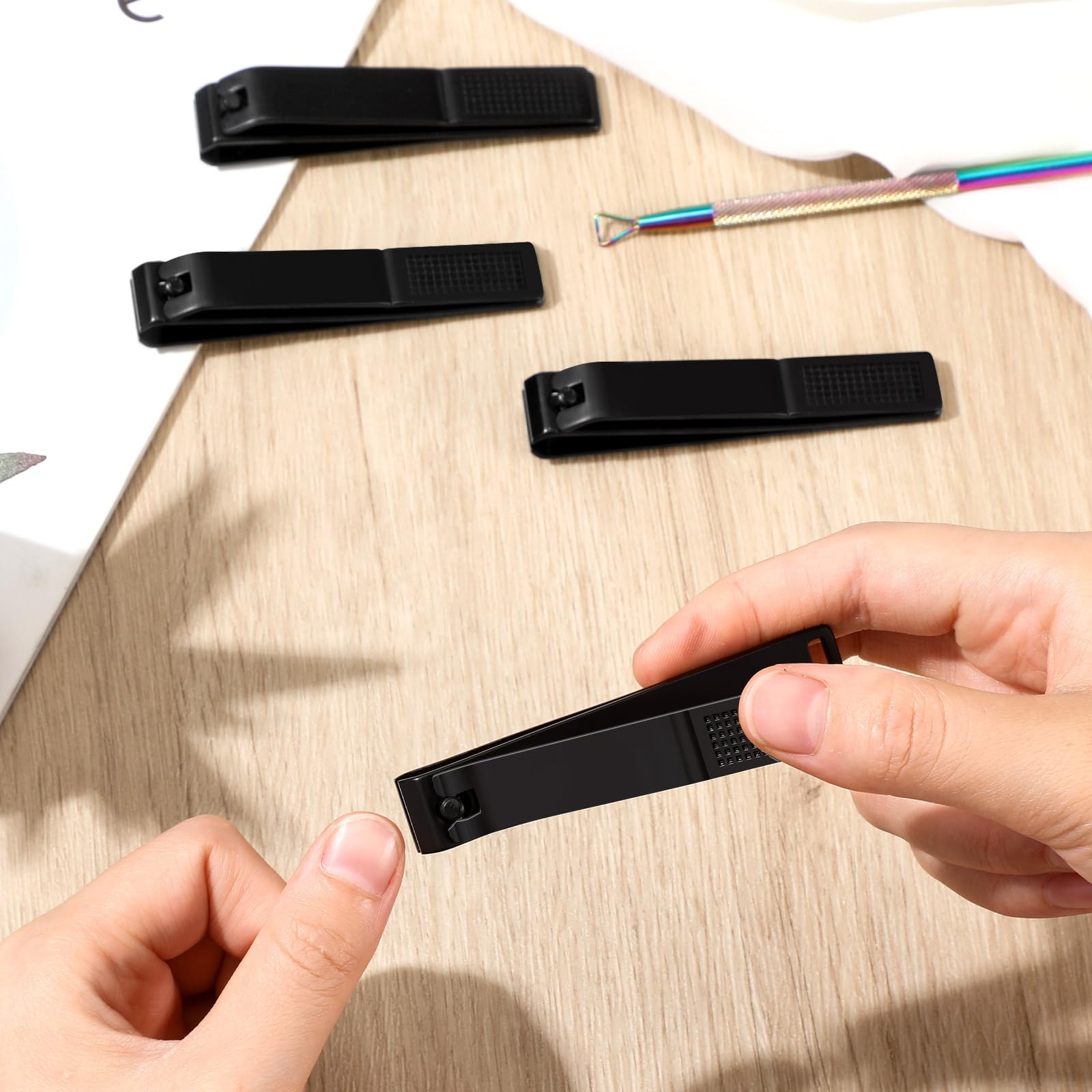 Mudder 6 Pcs Black Large Toenails Clippers Big Nail Clippers Straight Edge Toenails Cutters Stainless Steel Nails Trimmer Cutters for Men Women Thick Nails, Straight Sharp Blade and Anti-Slip Handle