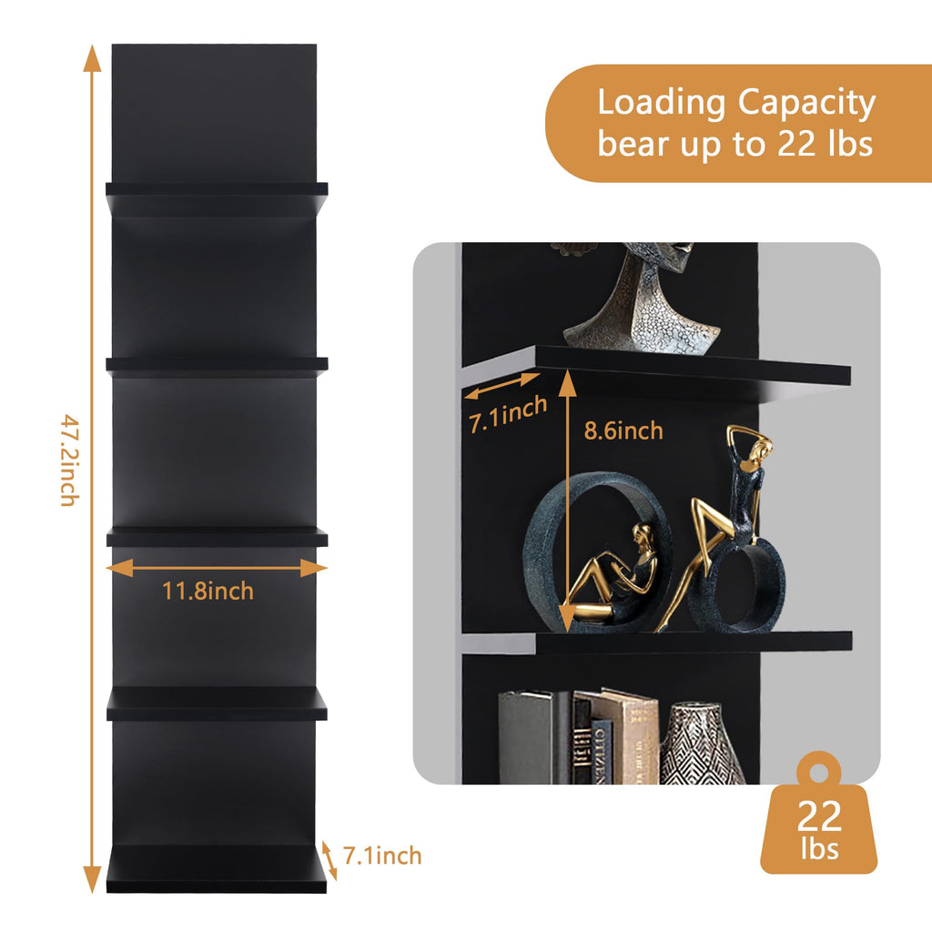 Homaterial Wall Shelves 4 Tier, Simple Vertical Corner Shelf for Room, Kitchen Wall Decor, Makeup Perfume Organizer,Decorative Shelving Unit, Black