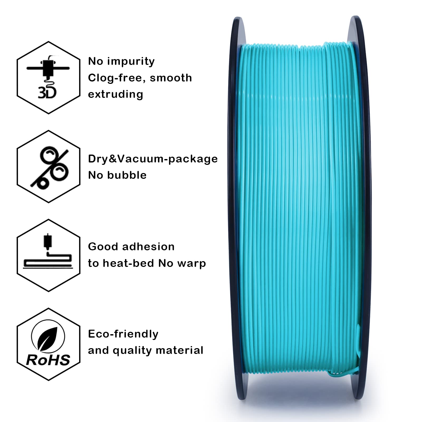 ZIRO 3D Printer Filament, PLA Filament 1.75mm, Black pla 1KG(2.2lbs), Dimensional Accuracy +/- 0.03mm, Fits Most FDM Printer AMS System,3D Printing Filament Spool Black (Plastic Reel)