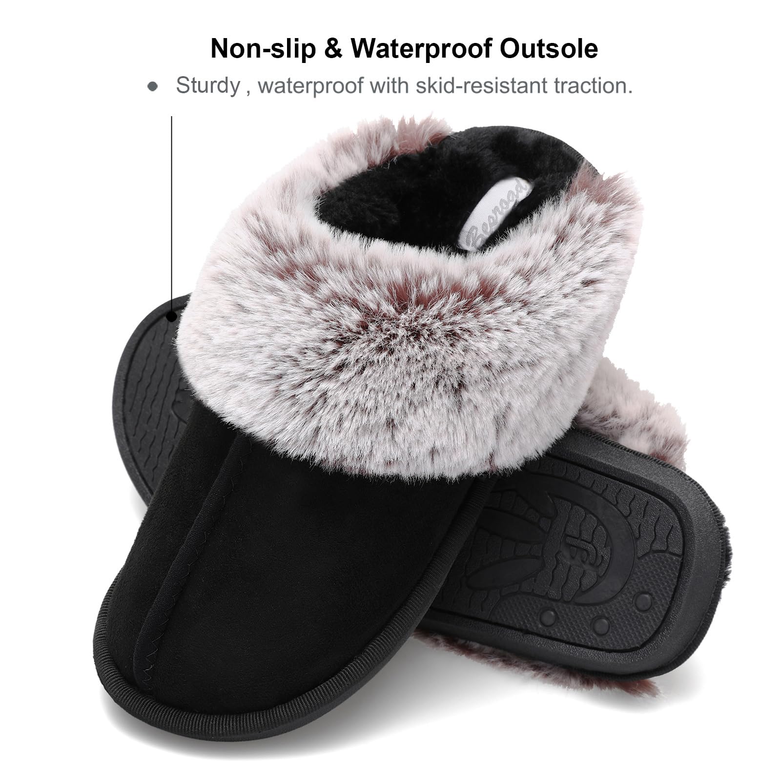 Besroad Winter Fuzzy House Slippers Sandals Plush Faux Fur Fluffy Flats Slippers Warm Slide Shoes for Women