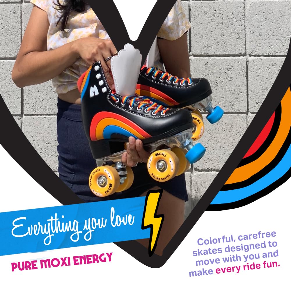 Moxi Rainbow Rider Roller Skates for Women - Beautiful, Durable, Supportive Rainbow Skates with Padded Lining, a Sturdy Plate, and Soft Outdoor Wheels