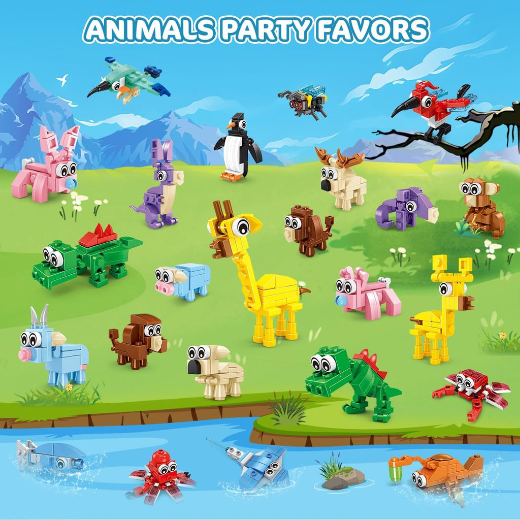 INSOON 30 Packs Animal Party Favors for Kids, 810 PCS Mini Animal Building Block Toy Set for Goodie Bag Fillers Classroom Prizes Easter Birthday Children's Day for Boys Girls Student Ages 6+