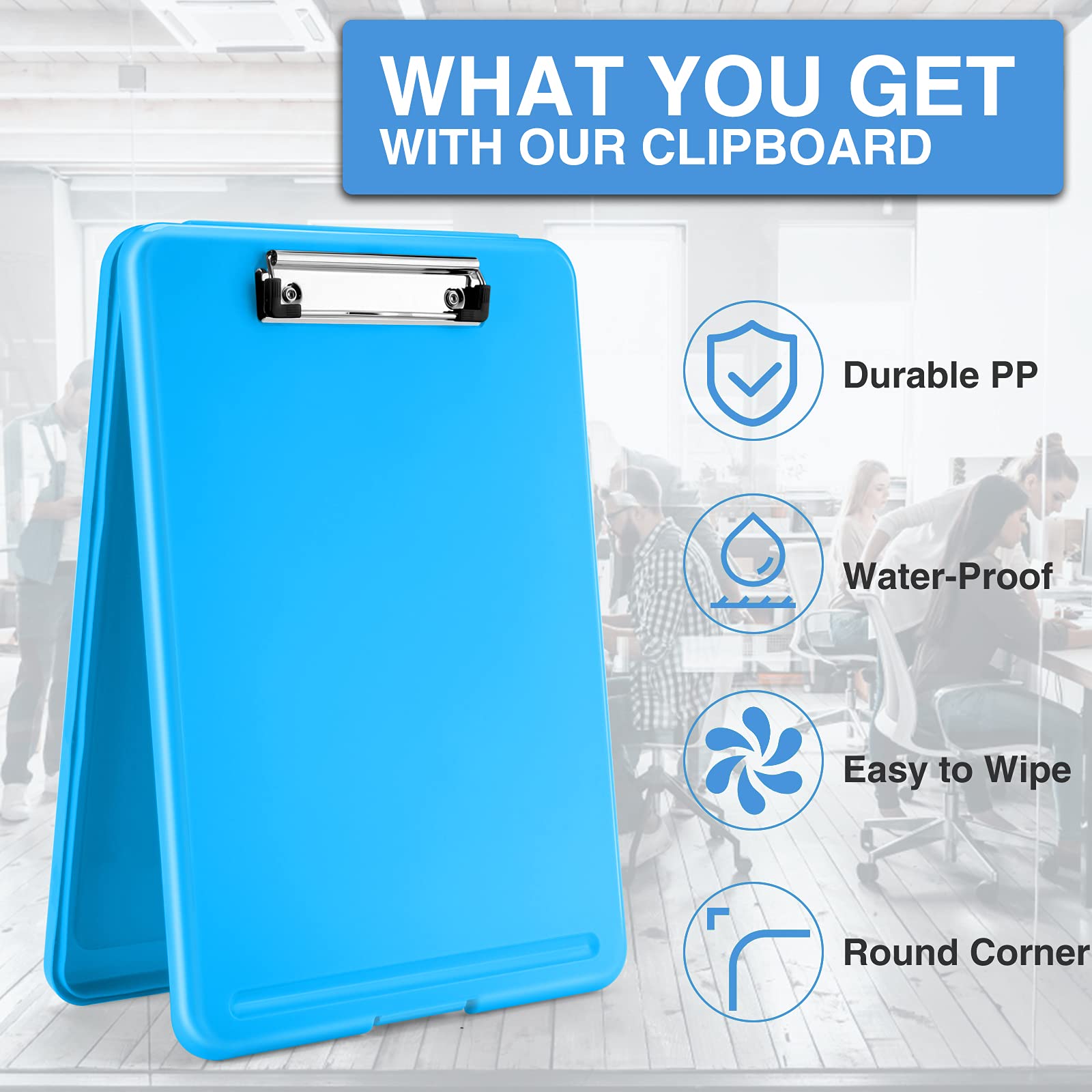 Sooez Clipboard with Storage, Plastic Storage Clipboards with Low Profile Clip, Nursing Clip Boards Foldable, Hanging Clipboard Case for Work, Teacher, Classroom Must Haves, Office School Supplies