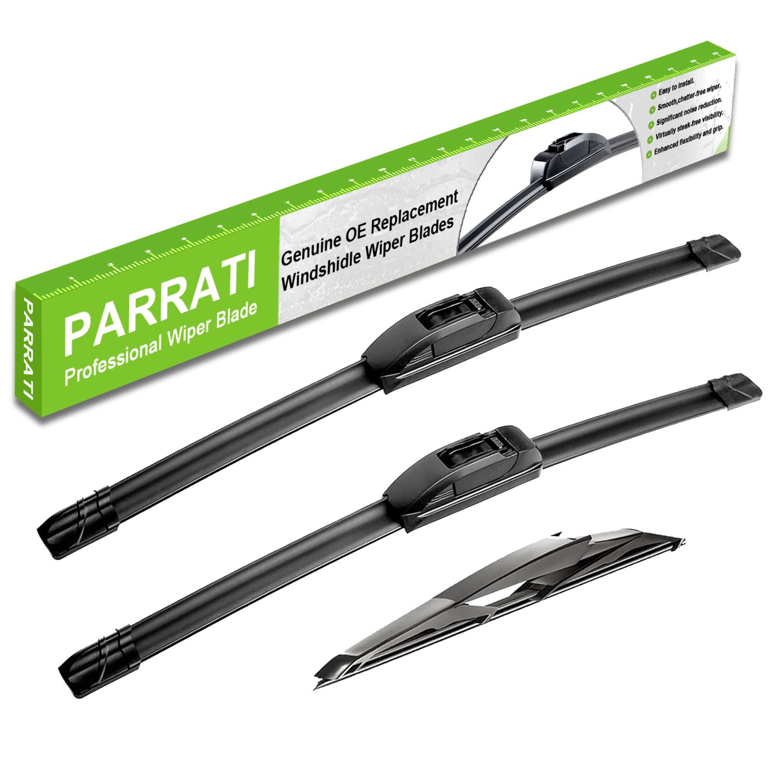 PARRATI® Windshield Wipers for Jeep Wrangler 2007-2017/Wrangler JK 2008-2018,15"+15" Front and 13" Rear,OEM Replacement Wiper Blades,Quiet & Streak-Free(Set of 3)
