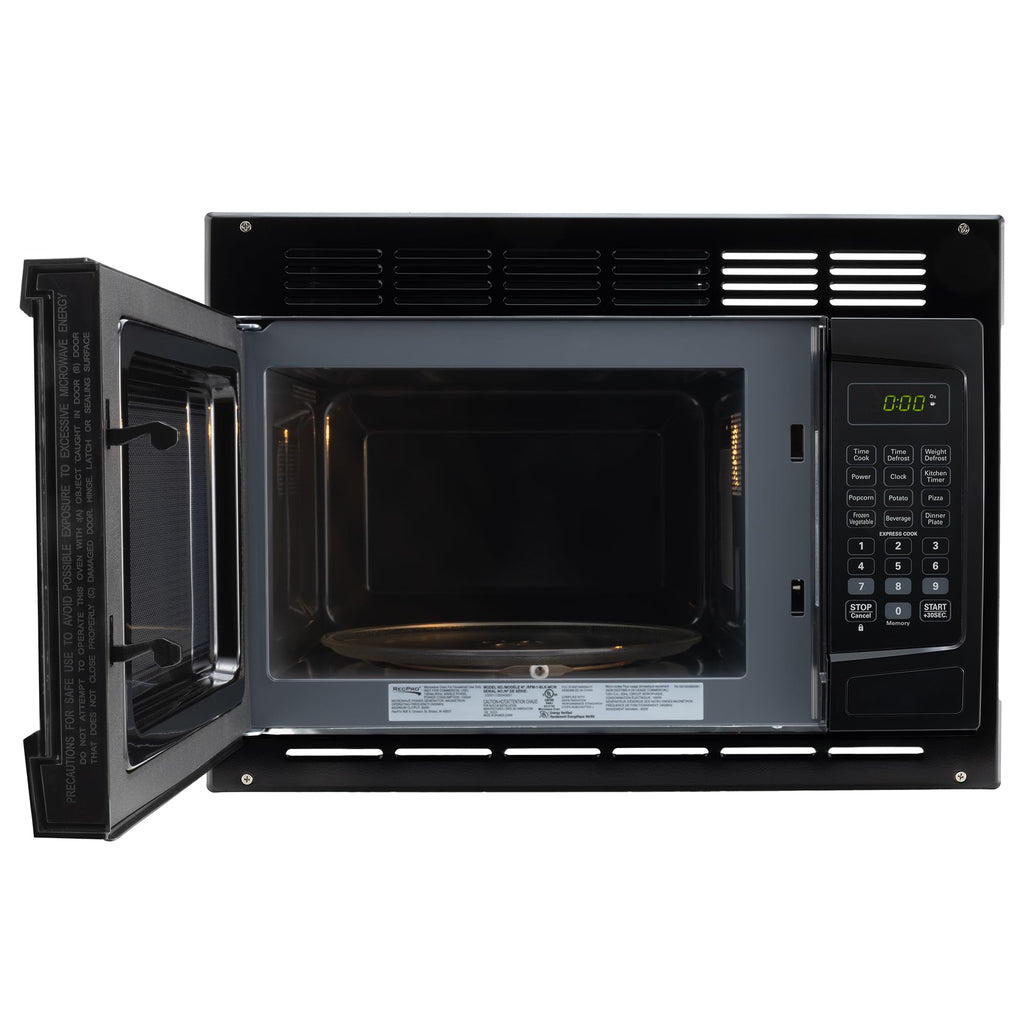 RecPro RV Microwave with Trim Kit | 1.0 Cu. Ft. | 900W | Direct replacement for Greystone and High Pointe (Black)