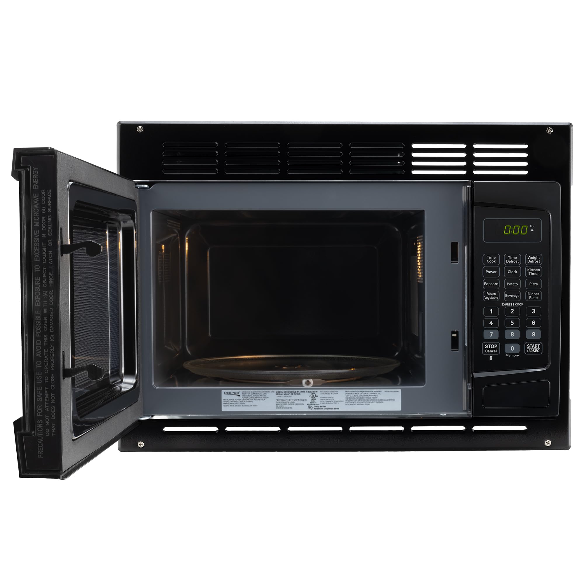 RecPro RV Microwave with Trim Kit | 1.0 Cu. Ft. | 900W | Direct replacement for Greystone and High Pointe (Black)