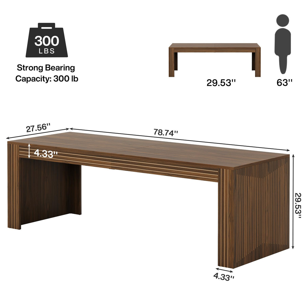 Tribesigns 79-Inch Extra Long Desk, Two Person Double Desk for Home Office, Wooden Long Computer Desk Writing Table for Office, Coffee Brown
