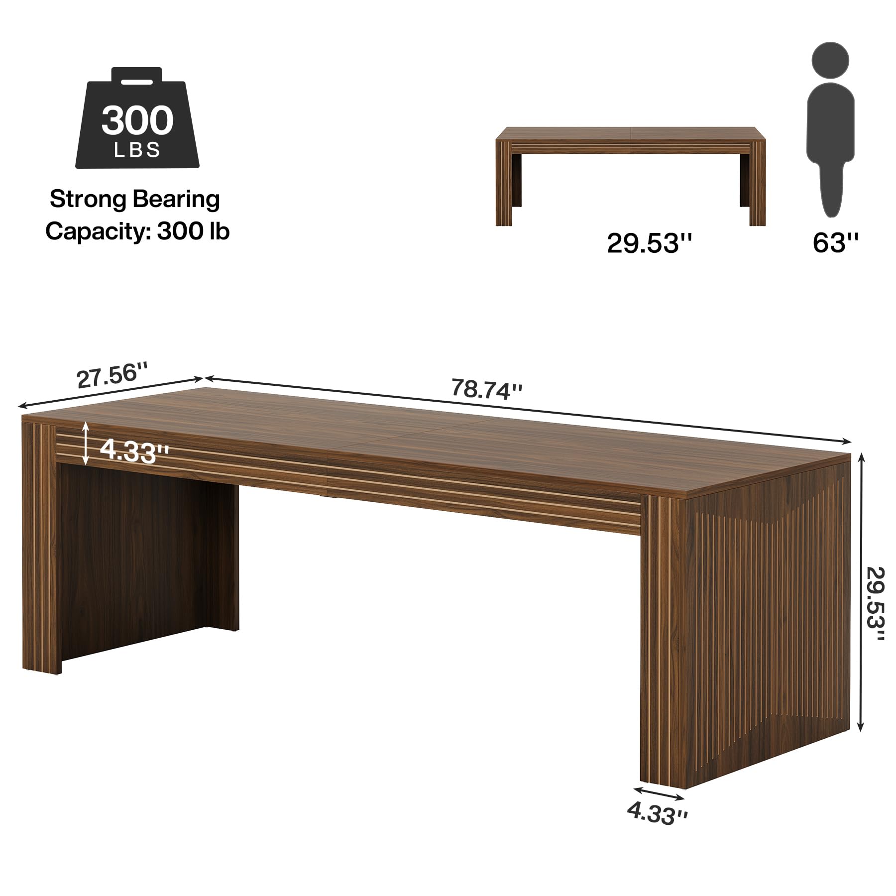 Tribesigns 79-Inch Extra Long Desk, Two Person Double Desk for Home Office, Wooden Long Computer Desk Writing Table for Office, Coffee Brown