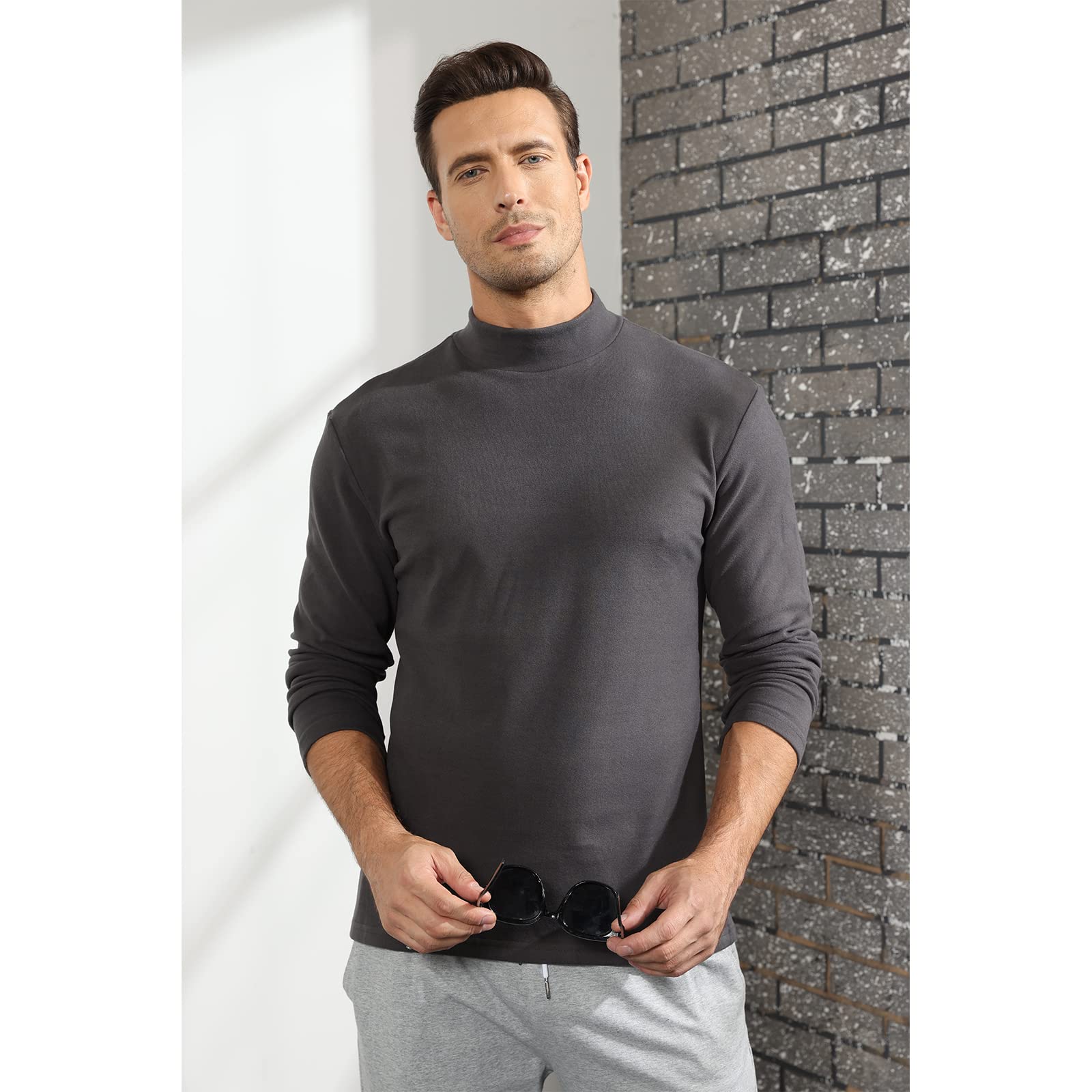 Rela Bota Mens Half Turtleneck Long Sleeve Pullover Basic Designed Undershirt Stretch Slim Fit Sweaters